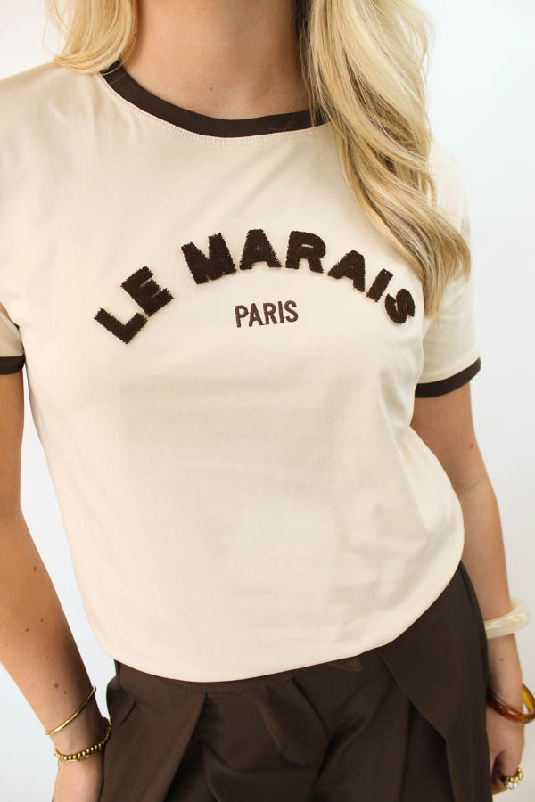 T-shirt beige | Le marias - Afbeelding 2
