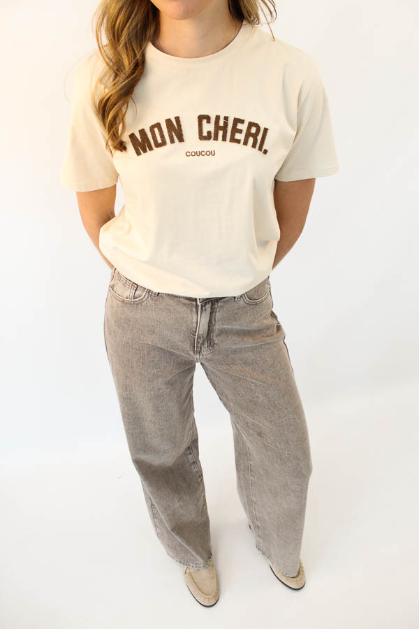 T-shirt beige | Mon cheri - Afbeelding 3