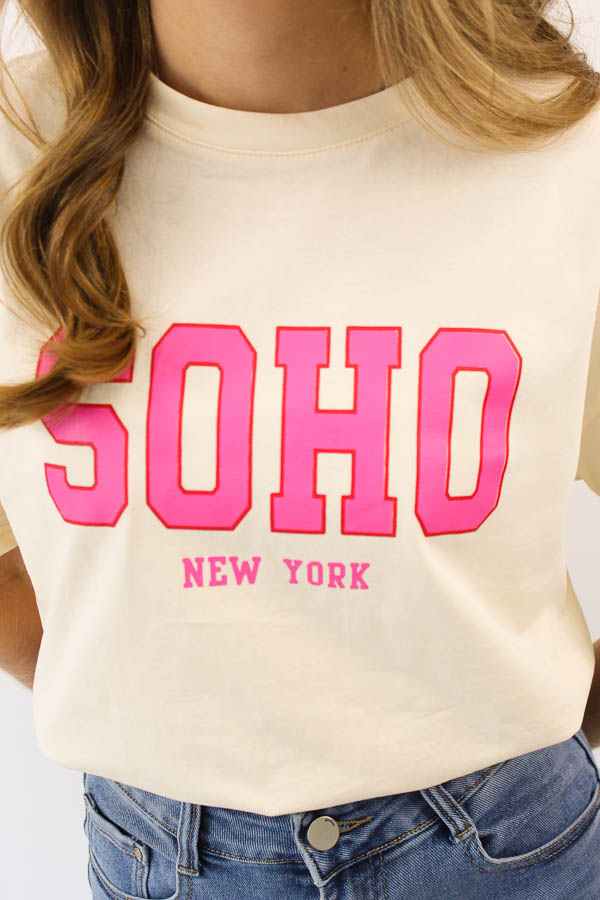 T-shirt beige | New York - Afbeelding 3