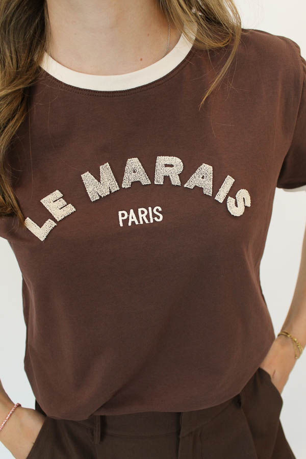 T-shirt bruin | Le marais - Afbeelding 2