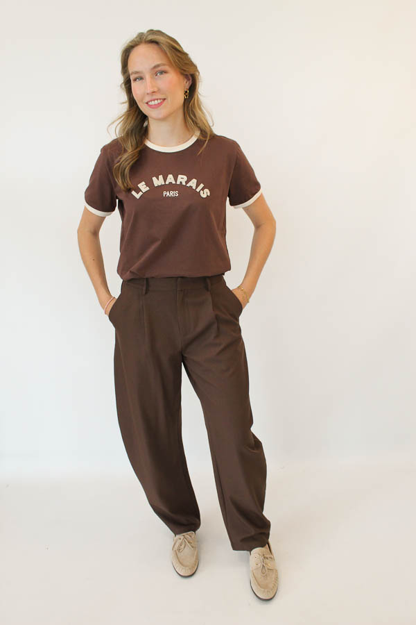 T-shirt bruin | Le marais - Afbeelding 3