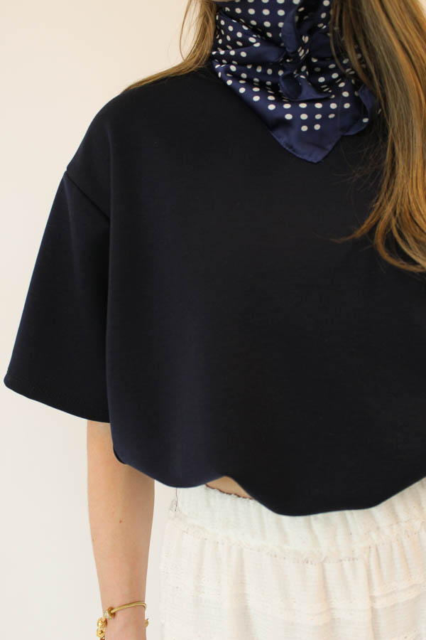 T-shirt geplooid navy | Nienke - Afbeelding 3
