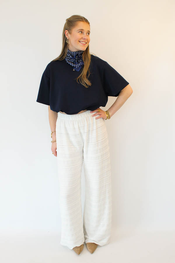 T-shirt geplooid navy | Nienke - Afbeelding 2