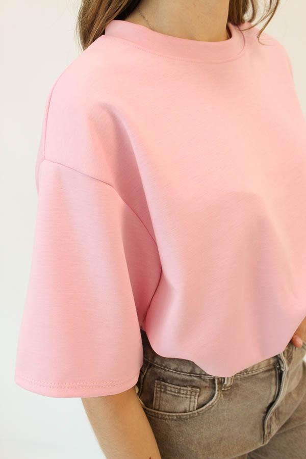 T-shirt geplooid roze | Nienke - Afbeelding 2