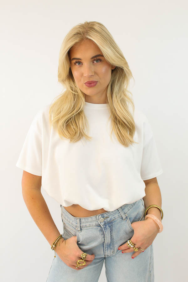 T-shirt geplooid wit | Nienke