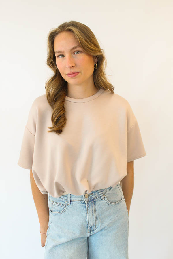 T-shirt geplooid beige | Nienke