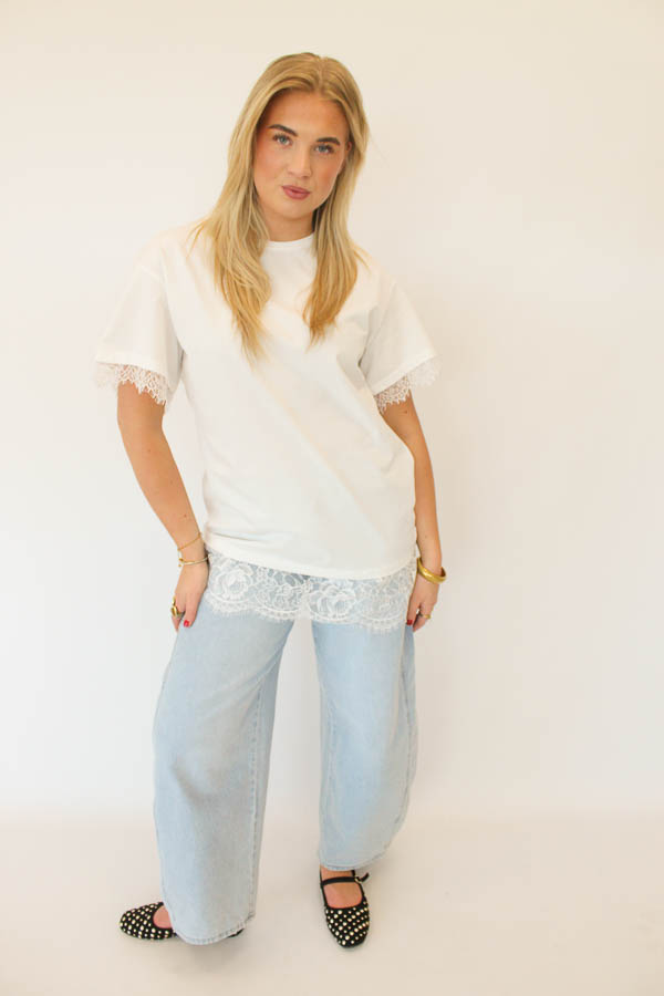 T-shirt kant wit | Kim