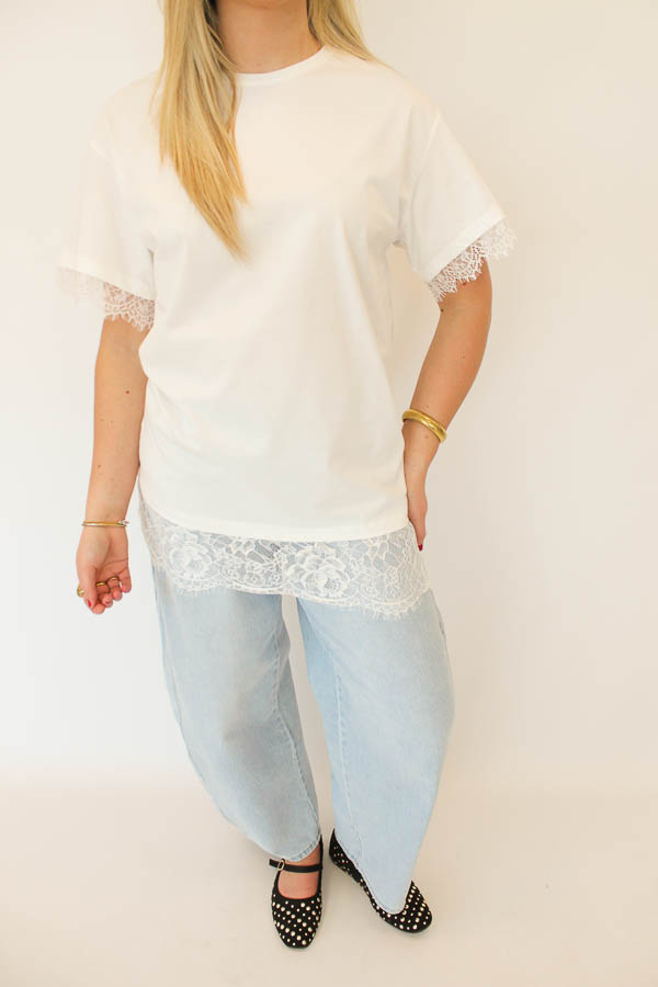 T-shirt kant wit | Kim - Afbeelding 2