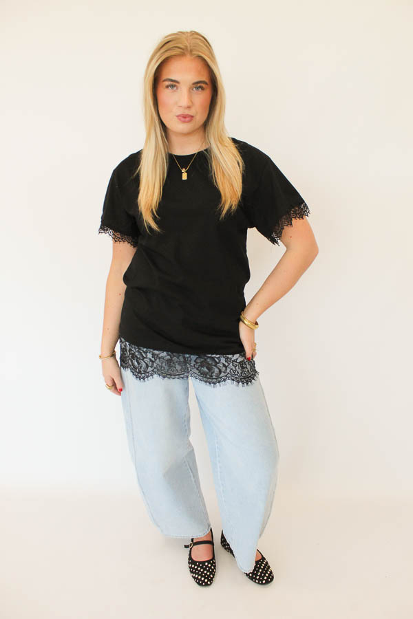 T-shirt kant zwart | Kim