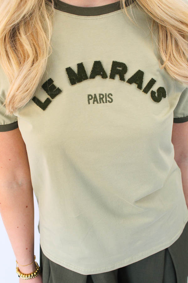 T-shirt khaki | Paris - Afbeelding 4