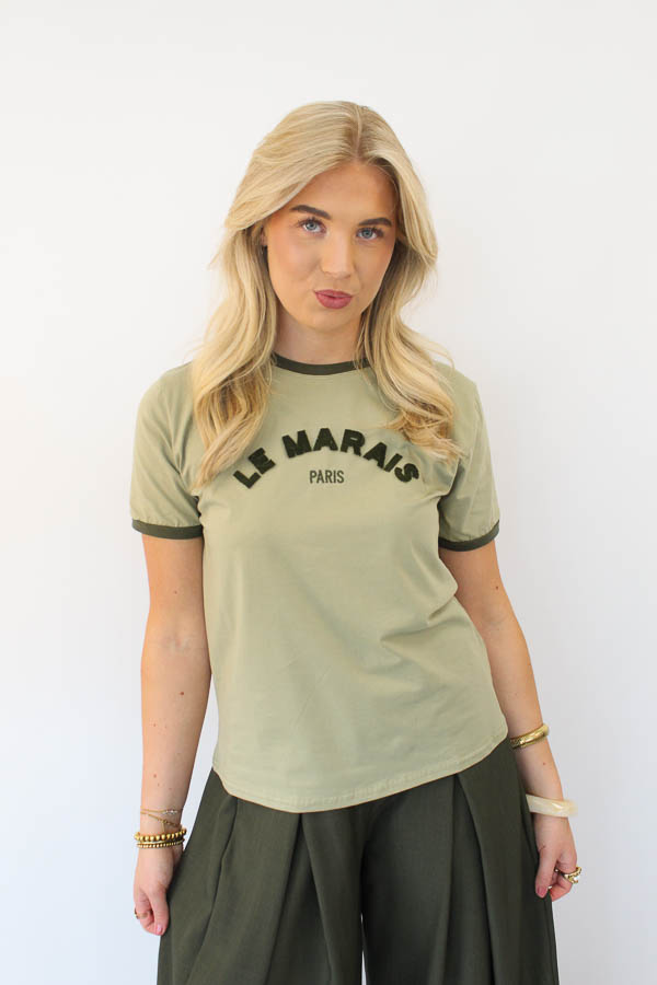 T-shirt khaki | Paris - Afbeelding 2