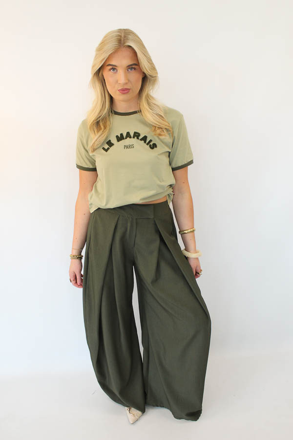 T-shirt khaki | Paris - Afbeelding 3