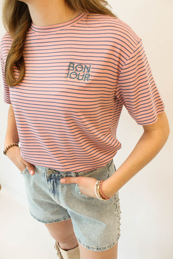 T-shirt roze | Bonjour - Afbeelding 2