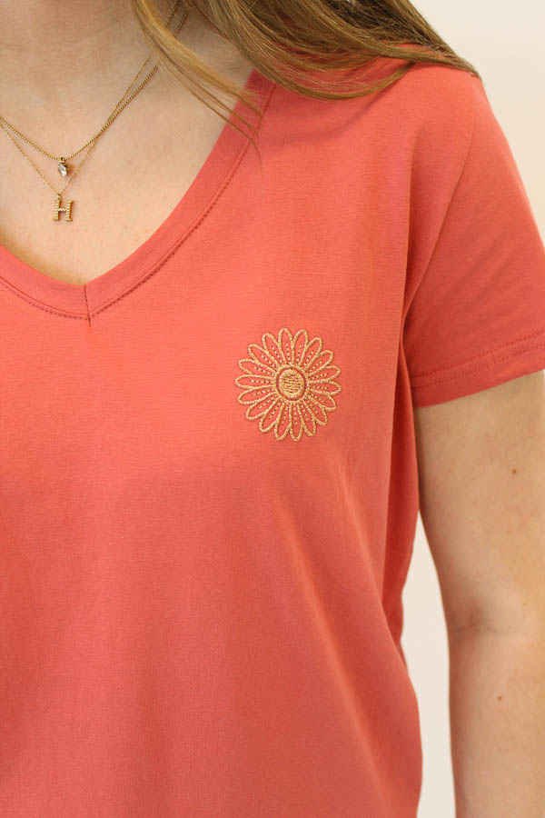 T-shirt koraal | Madelief - Afbeelding 2