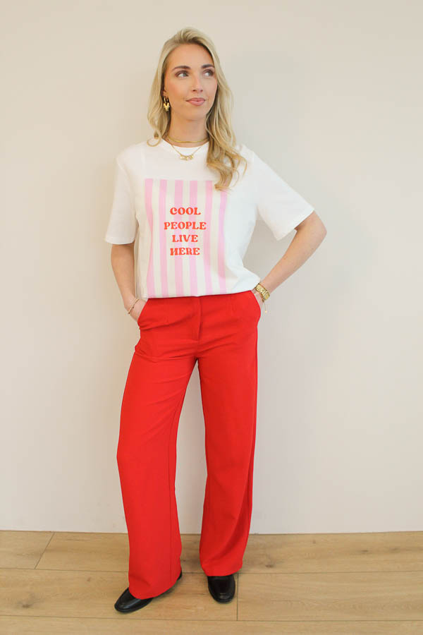 T-shirt wit | Stripes - Afbeelding 3