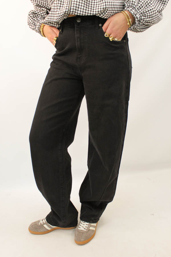 Tall balloon jeans zwart  | Elin