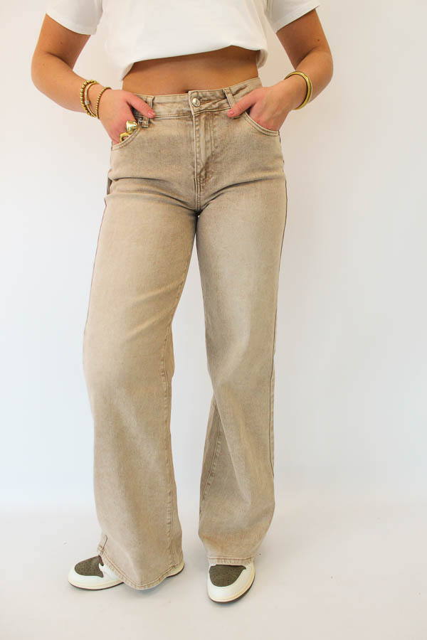 Tall wide jeans zand | Nynke