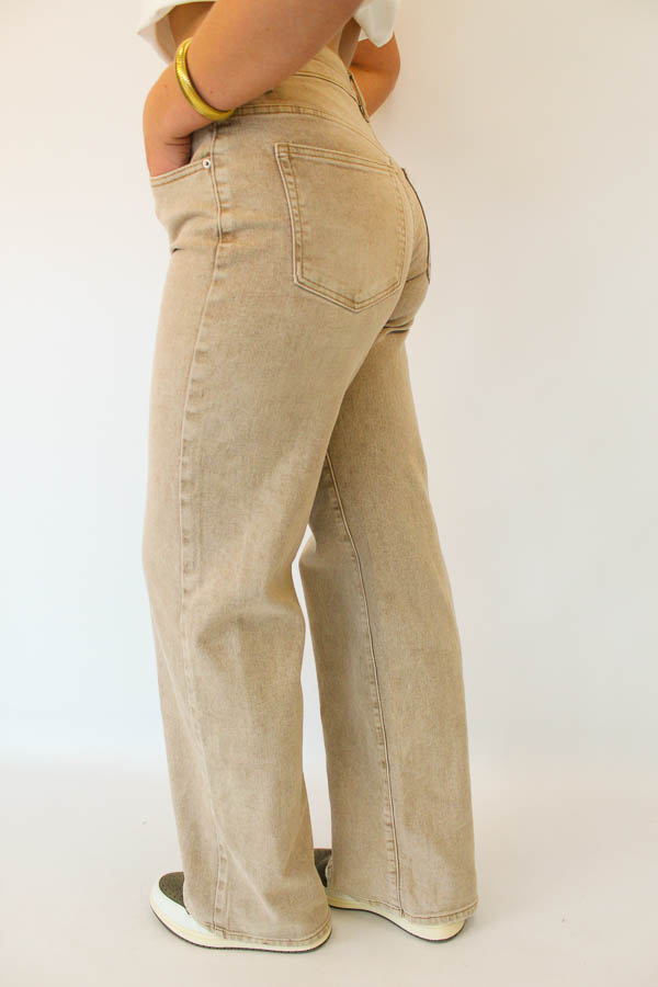 Tall wide jeans zand | Nynke - Afbeelding 2