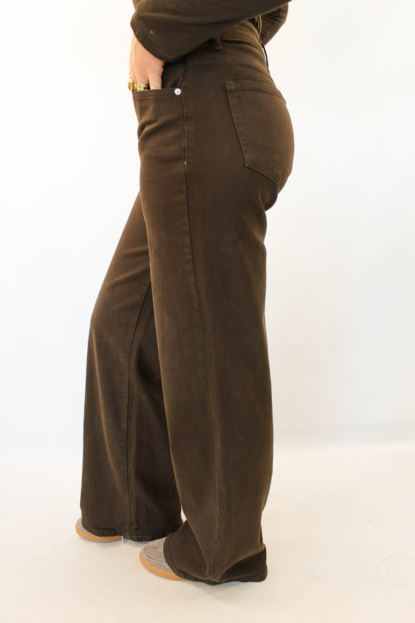 Tall wide leg jeans bruin | Iris - Afbeelding 2