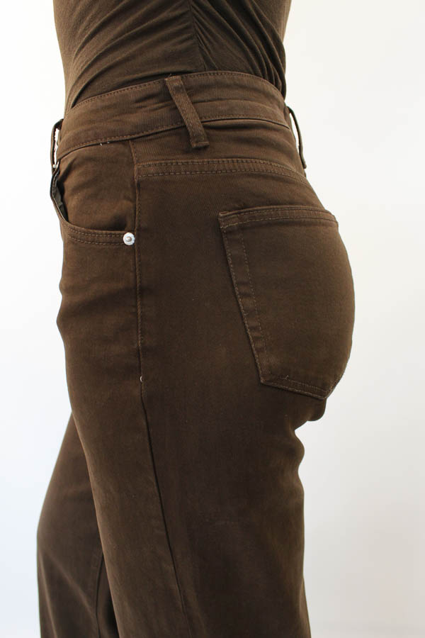 Tall wide leg jeans bruin | Iris - Afbeelding 4