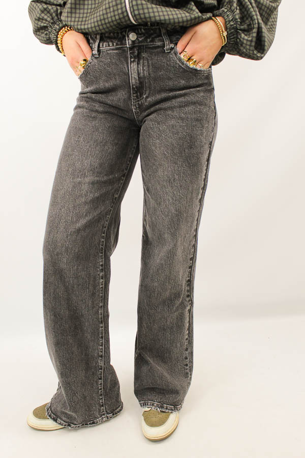Tall wide leg jeans grijs | Iris 