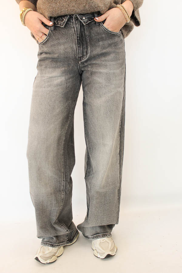 Tall wide leg jeans grijs | Lulu