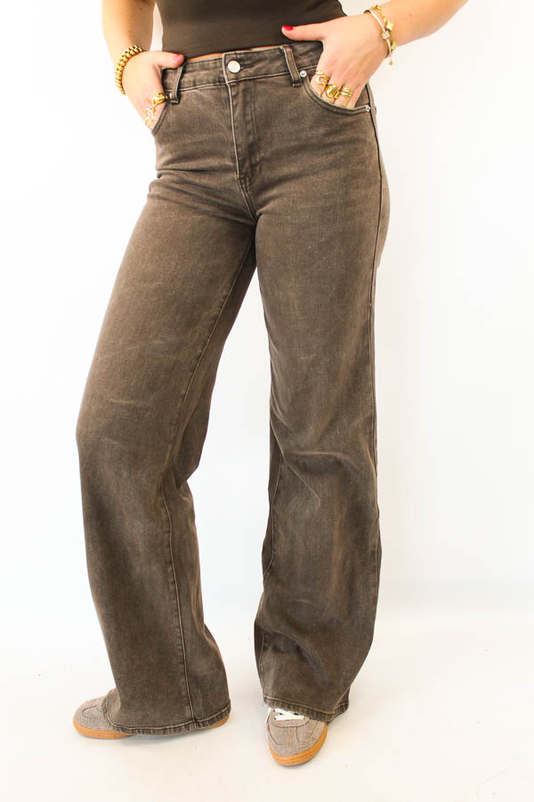 Tall wide leg jeans mokka | Iris