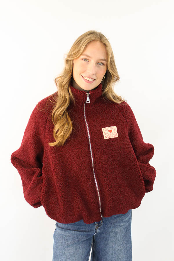 Teddy jacket bordeaux | Belle