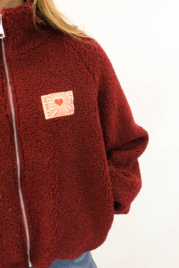 Teddy jacket bordeaux | Belle - Afbeelding 3