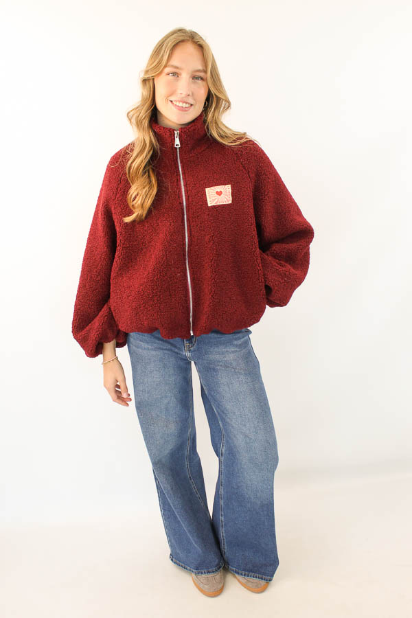 Teddy jacket bordeaux | Belle - Afbeelding 2