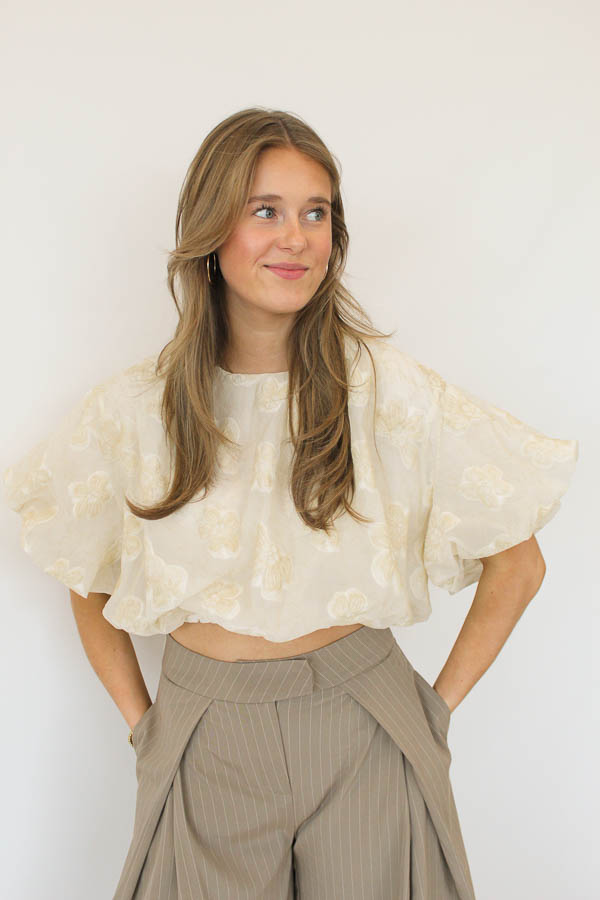 Top bloemenprint beige | Nomi