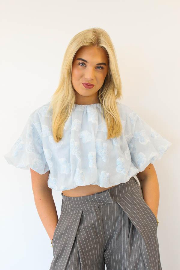 Top bloemenprint blauw | Nomi