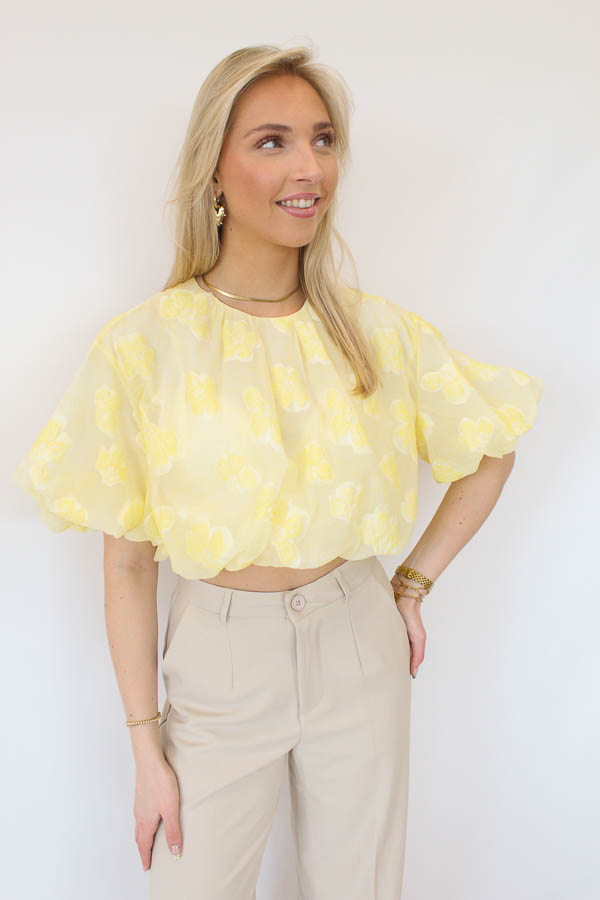 Top bloemenprint geel | Nomi