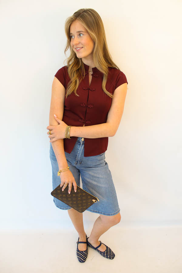 Top met knopen bordeaux | Vera - Afbeelding 3