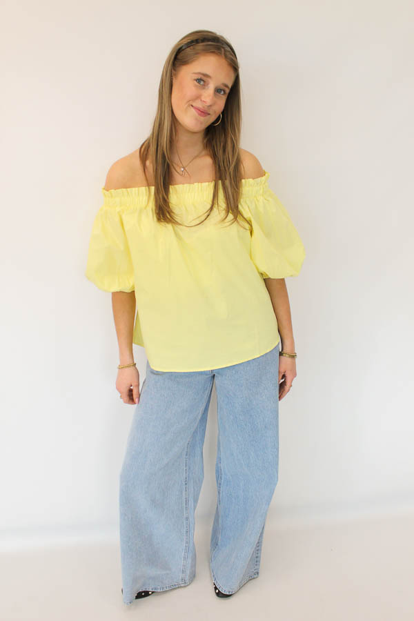 Top off-shoulder geel | Claire - Afbeelding 2