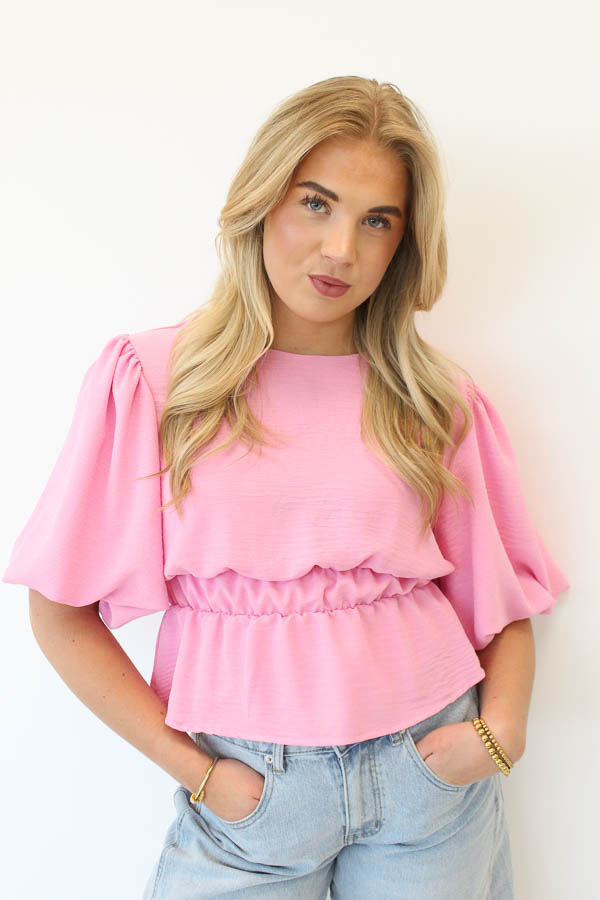 Top pofmouw roze | Bree