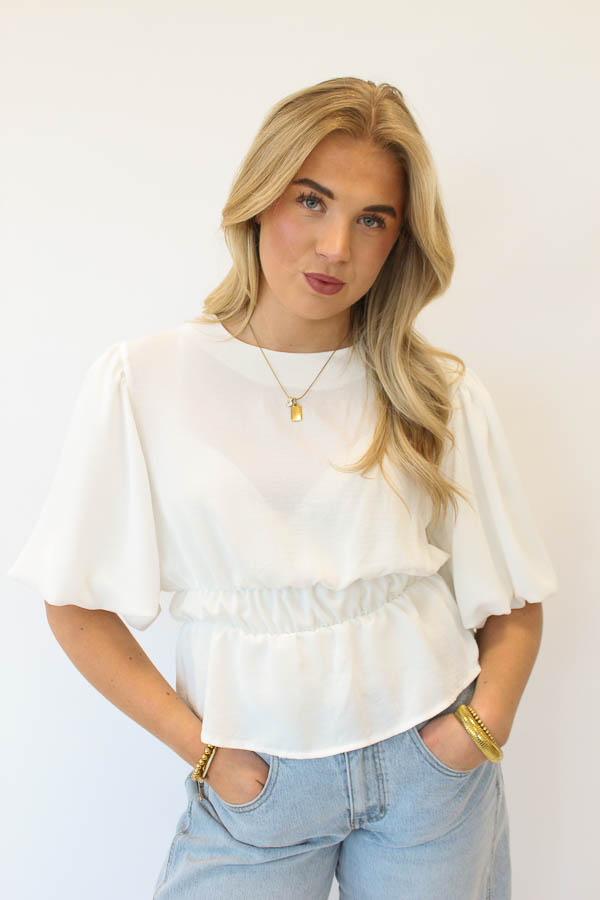 Top pofmouw wit | Bree