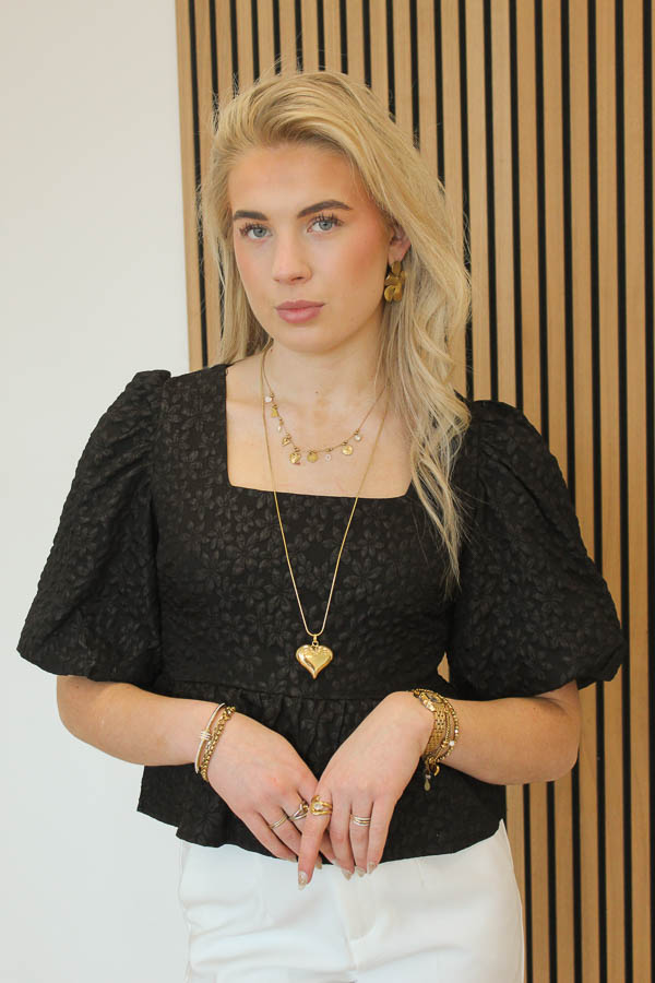 Top pofmouw zwart | Nanda