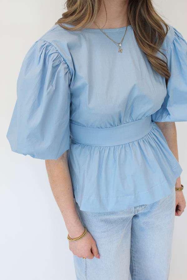 Top pofmouwen blauw | Noa - Afbeelding 4