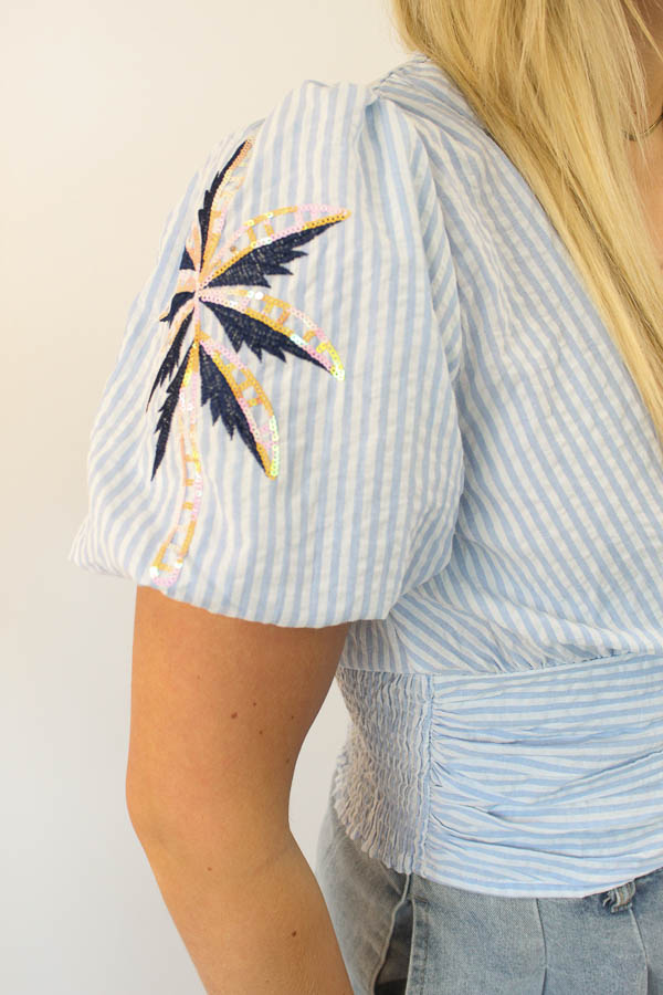 Top pofmouwen blauw | Pien - Afbeelding 3