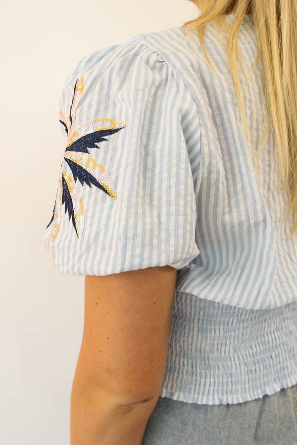 Top pofmouwen blauw | Pien - Afbeelding 4