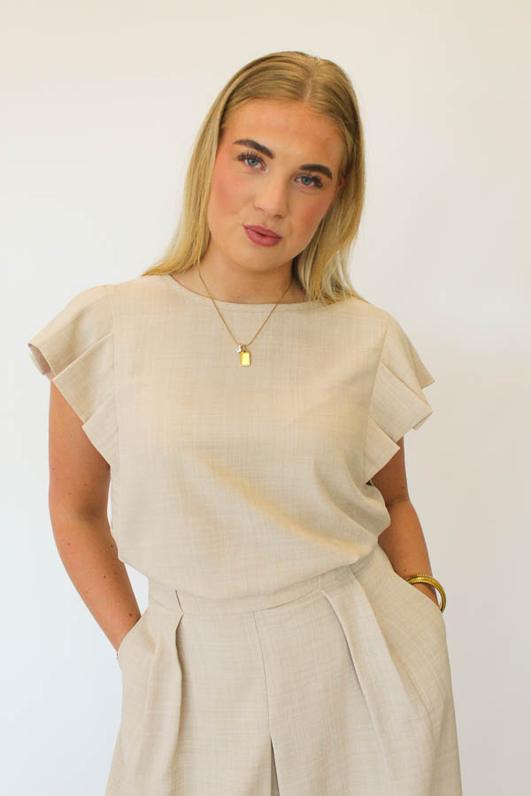 Top ronde hals beige | Carla
