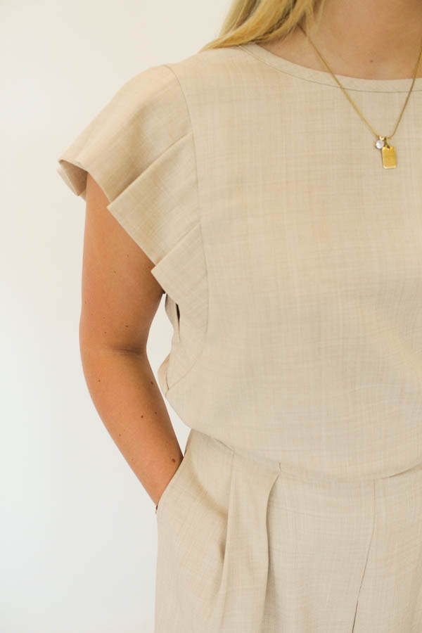 Top ronde hals beige | Carla - Afbeelding 2