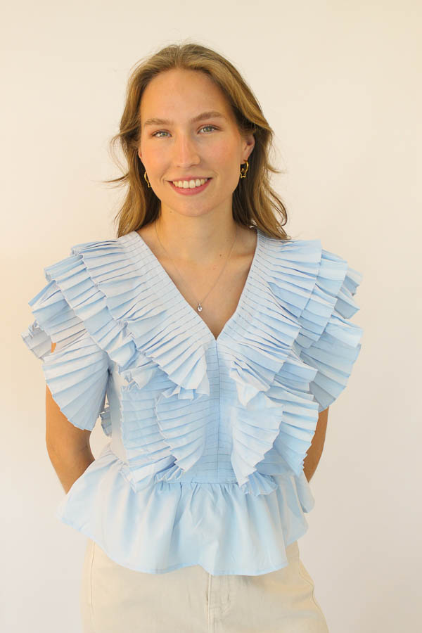 Top ruffels blauw | Suze