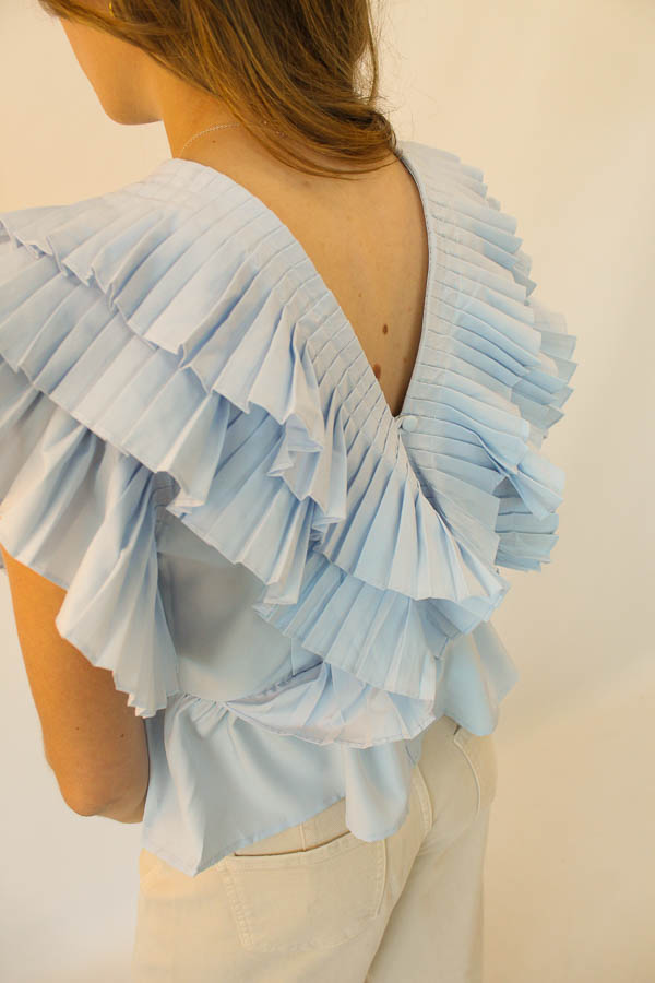 Top ruffels blauw | Suze - Afbeelding 3