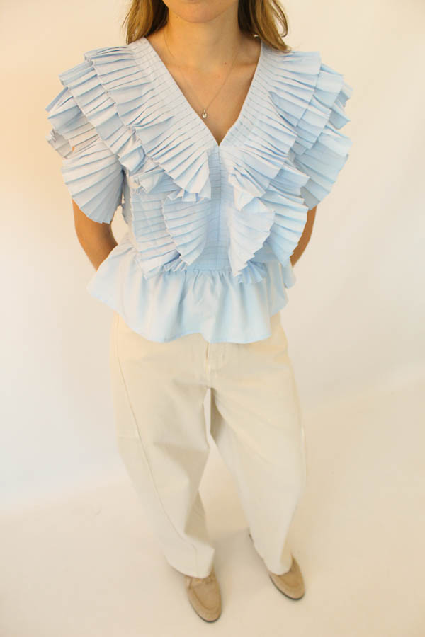 Top ruffels blauw | Suze - Afbeelding 2