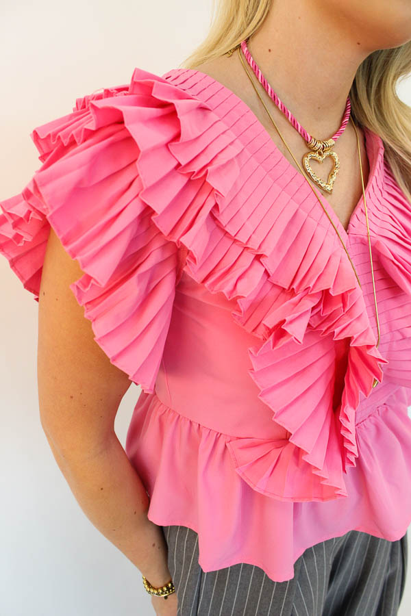 Top ruffels roze | Suze - Afbeelding 2