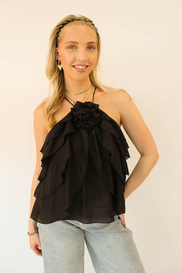 Top ruffels zwart | Sanne
