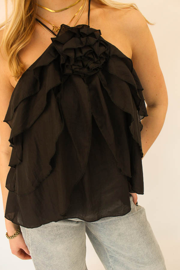Top ruffels zwart | Sanne - Afbeelding 2