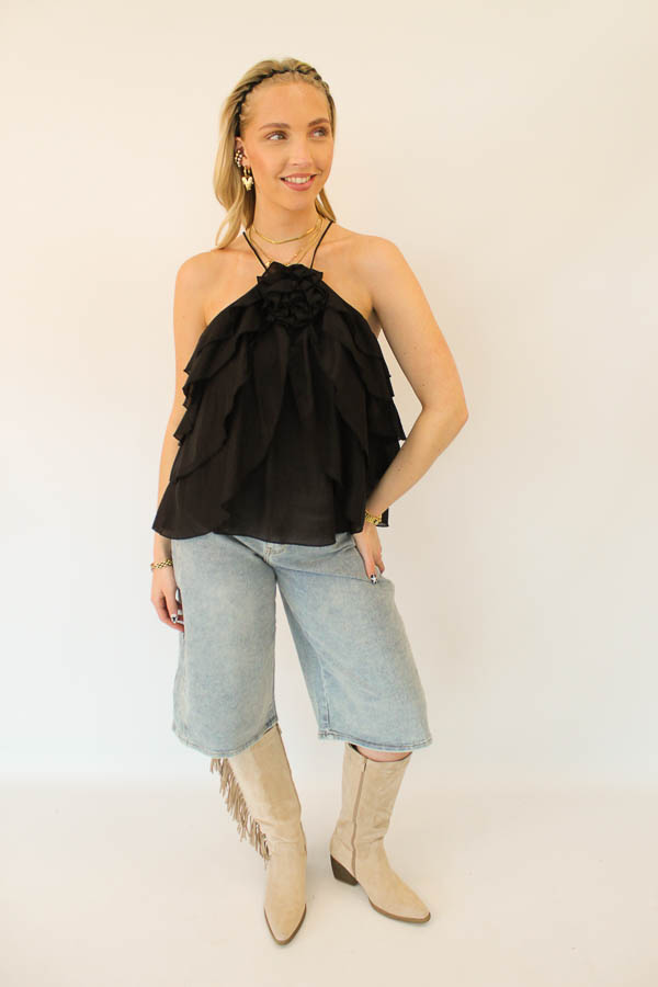 Top ruffels zwart | Sanne - Afbeelding 4